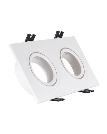 Collerette Downlight Carrée Orientable pour 2 Ampoules LED GU10/GU5.3 Coupe 75x150mm