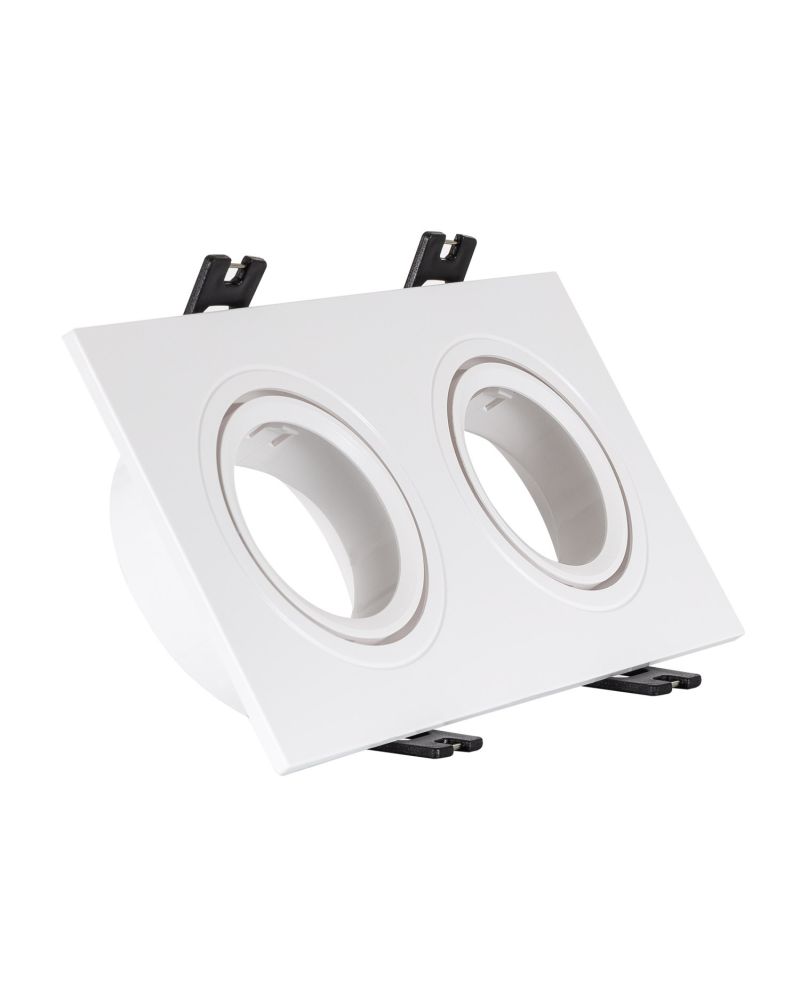 Collerette Downlight Carrée Orientable pour 2 Ampoules LED GU10/GU5.3 Coupe 75x150mm Collerette Downlight Carrée Orientable pour 2 Ampoules LED GU10/GU5.3 Coupe 75x150mm