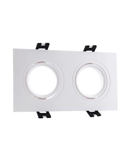 Collerette Downlight Carrée Orientable pour 2 Ampoules LED GU10/GU5.3 Coupe 75x150mm
