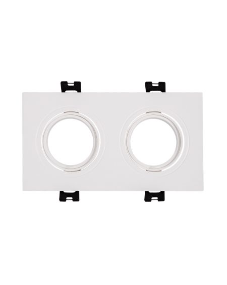 Collerette Downlight Carrée Orientable pour 2 Ampoules LED GU10/GU5.3 Coupe 75x150mm