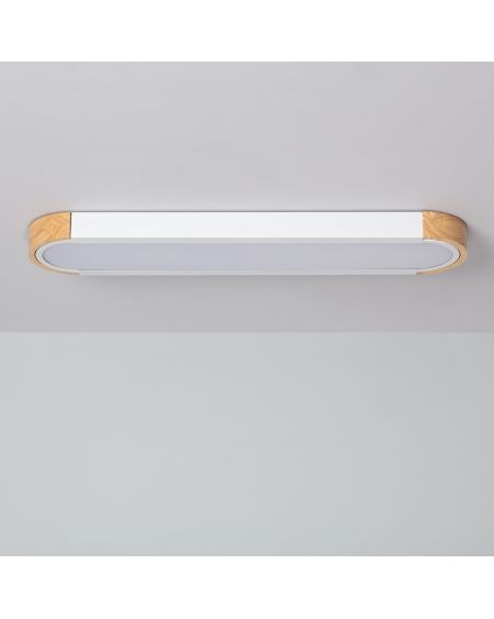 Plafonnier LED 18W Bois et Métal 140x650 mm CCT Sélectionnable Dari Lang