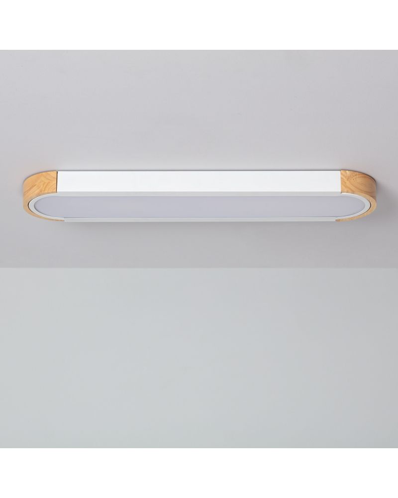 Plafonnier LED 18W Bois et Métal 140x650 mm CCT Sélectionnable Dari Lang