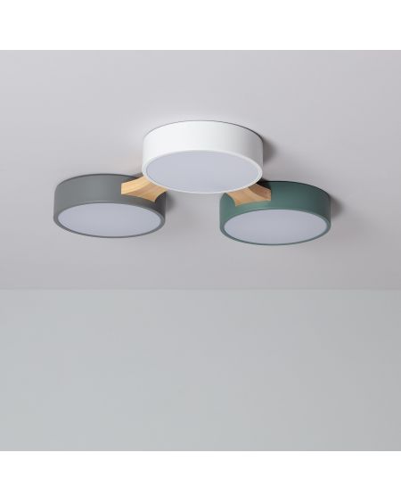 Plafonnier LED Bois et Métal CCT Sélectionnable Sams 30W