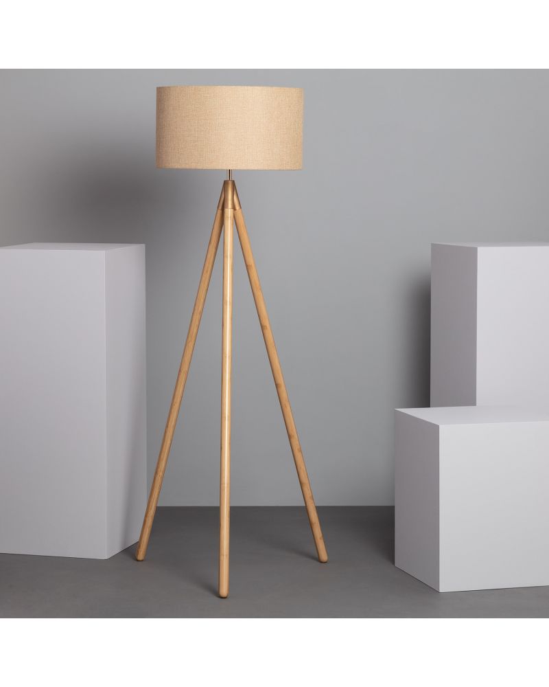 Lampadaire Bois et Tissu Wolby