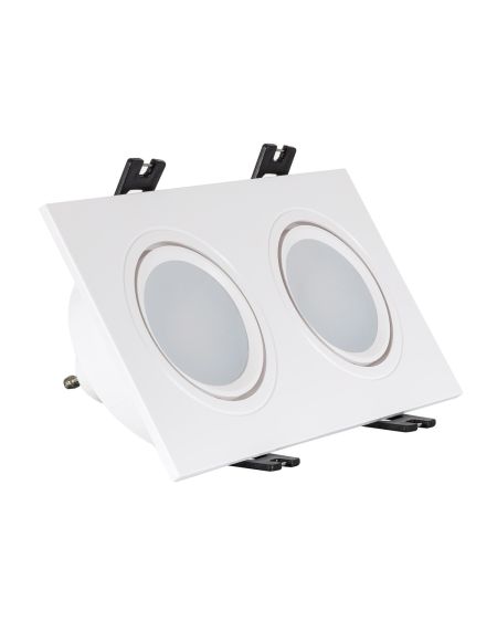 Spot LED Downlight Carré Inclinable GU10 6W Coupe 75x150mm PC