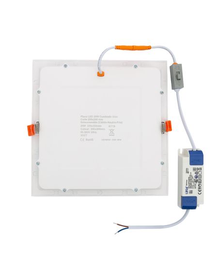 Dalle LED Carrée Slim 20W CCT Sélectionnable Microprismatique (UGR17) LIFUD Coupe 200x200mm