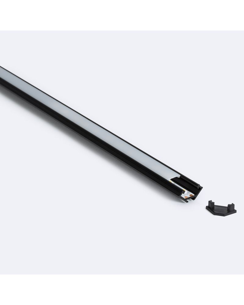 Profilé Aluminium Angle 2m Noir pour Rubans LED jusqu'à 12mm