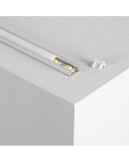 Profilé Aluminium en Saillie 1m avec Capot Translucide pour Rubans LED jusqu'à 10mm