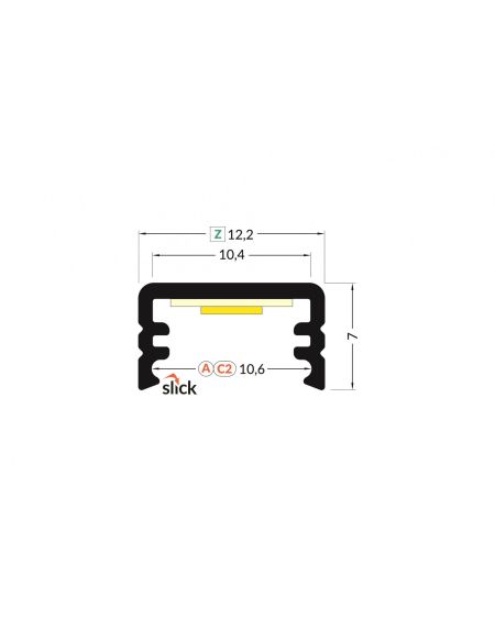Profilé Aluminium en Saillie 1m avec Capot Translucide pour Rubans LED jusqu'à 10mm