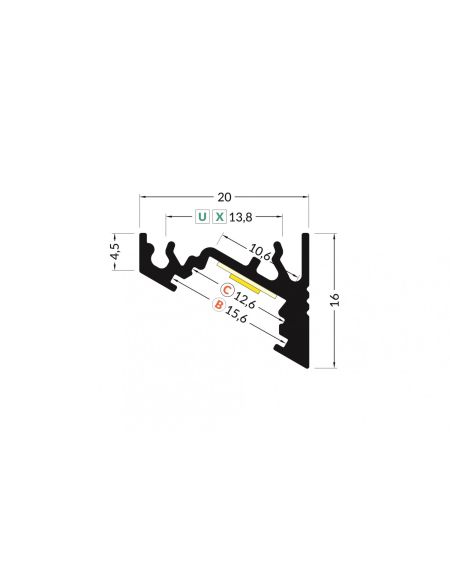 Profilé Aluminium Angle Variable 1m pour Rubans LED jusqu'à 10mm