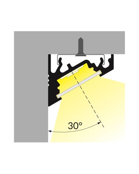 Profilé Aluminium Angle Variable 1m pour Rubans LED jusqu'à 10mm