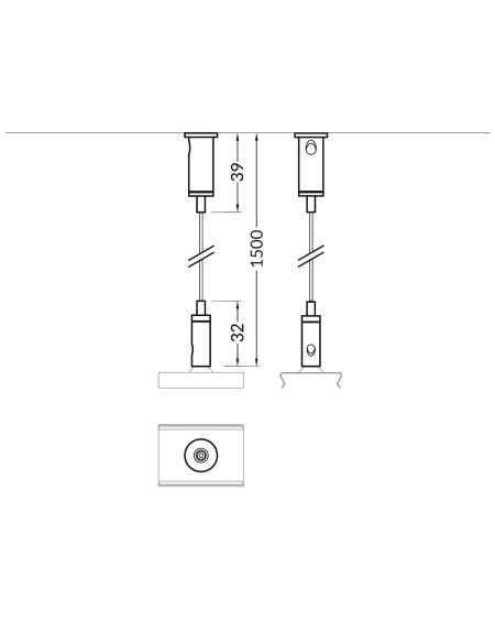 Profilé Aluminium Suspendu 1m pour Rubans LED jusqu'à 10mm