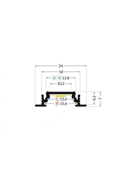 Profilé Aluminium Encastré 1m pour Rubans LED jusqu'à 10mm
