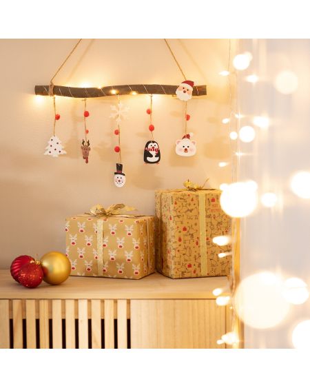 Guirlande LED Suspendue Bûche de Noël