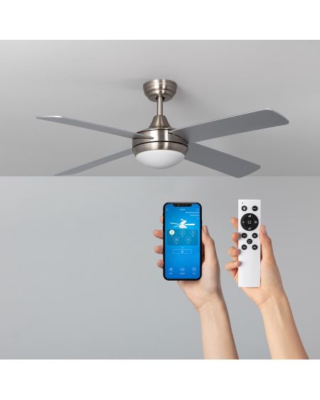 Ventilateur de Plafond Silencieux Navy Niquel 132cm Moteur DC WiFi