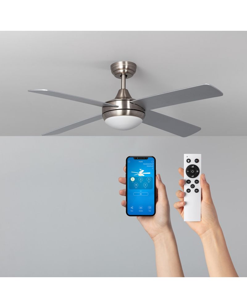 Ventilateur de Plafond Silencieux Navy Niquel 132cm Moteur DC WiFi