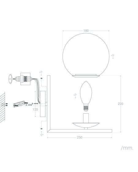 Lampe Murale Métal et Verre Moonlight Design