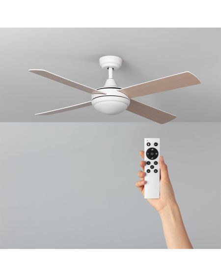 Ventilateur de Plafond Silencieux Navy Blanc Bois 132cm Moteur DC