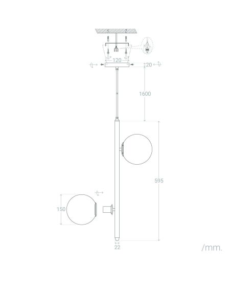 Suspension Métal et Verre Moonlight Double