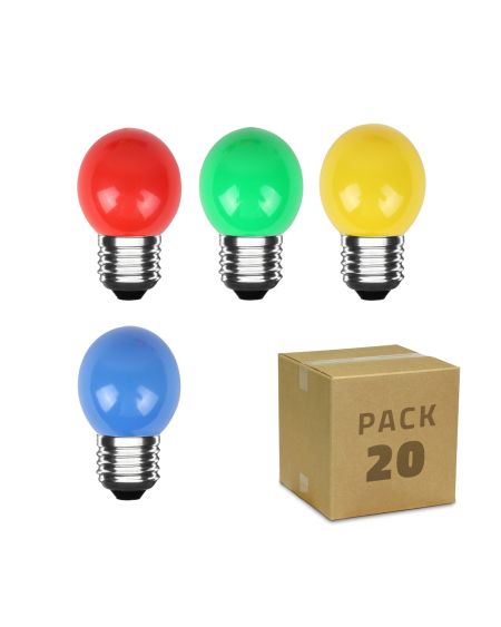 Pack 20 Ampoules LED E27 3W 300 lm G45 4 Couleurs