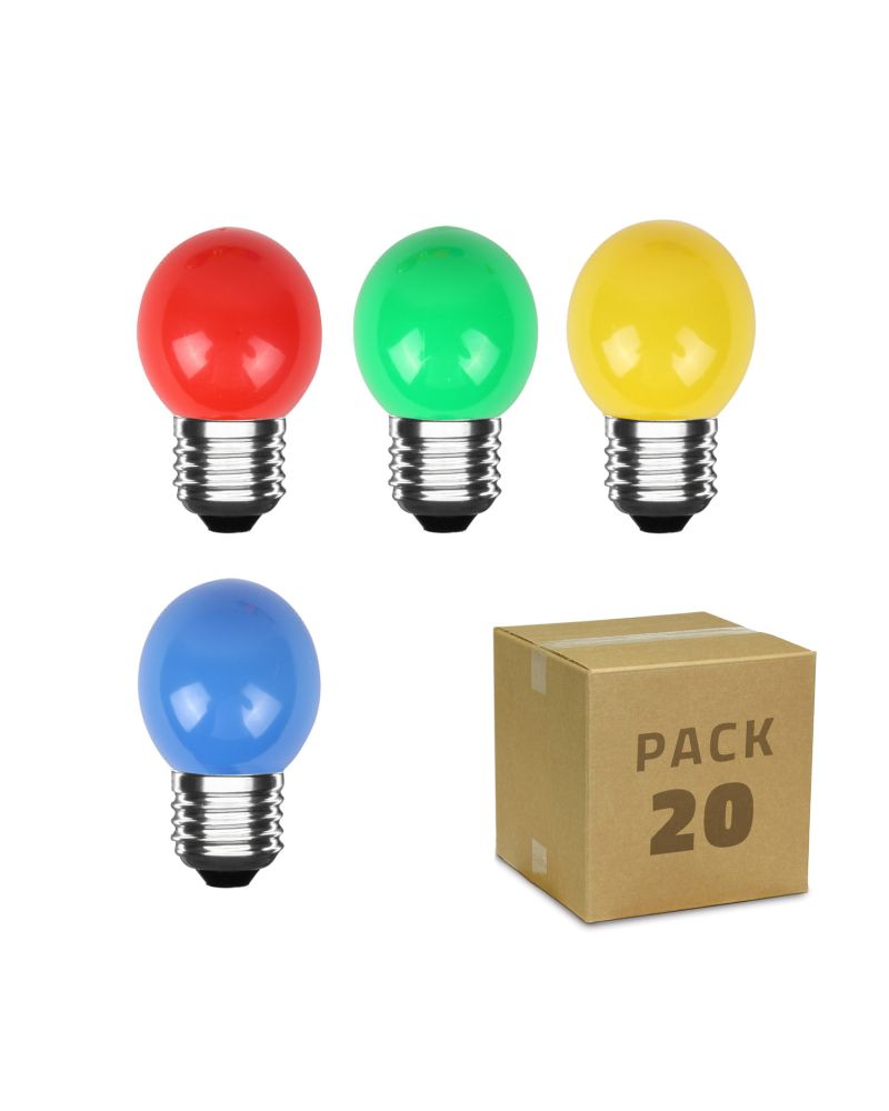 Pack 20 Ampoules LED E27 3W 300 lm G45 4 Couleurs