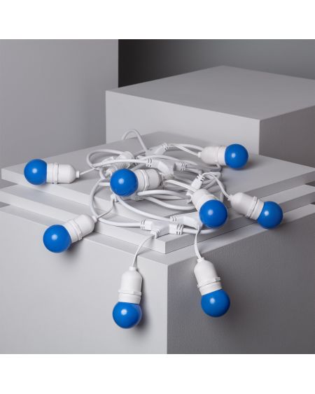 Kit Guirlande Waterproof 5.5m Blanche + 8 Ampoules LED E27 G45 3W de Couleurs