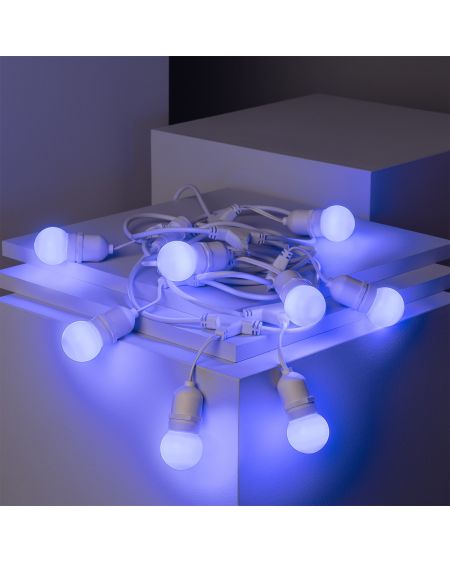 Kit Guirlande Waterproof 5.5m Blanche + 8 Ampoules LED E27 G45 3W de Couleurs