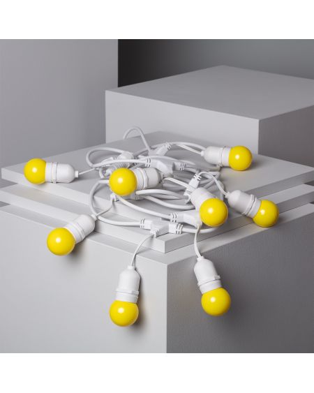 Kit Guirlande Waterproof 5.5m Blanche + 8 Ampoules LED E27 G45 3W de Couleurs