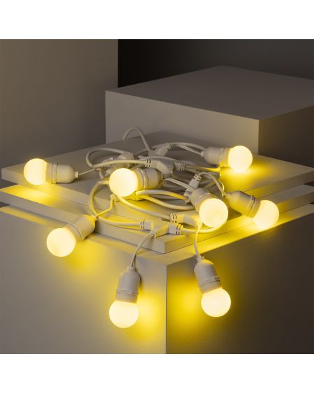Kit Guirlande Waterproof 5.5m Blanche + 8 Ampoules LED E27 G45 3W de Couleurs
