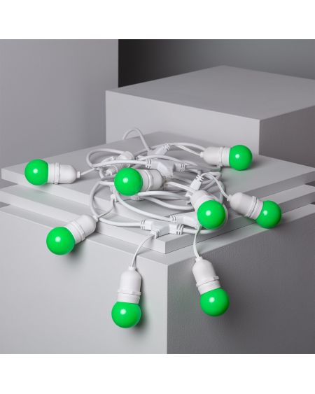 Kit Guirlande Waterproof 5.5m Blanche + 8 Ampoules LED E27 G45 3W de Couleurs