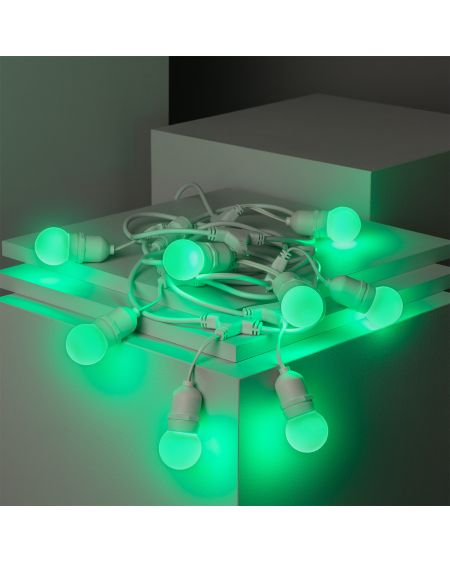 Kit Guirlande Waterproof 5.5m Blanche + 8 Ampoules LED E27 G45 3W de Couleurs