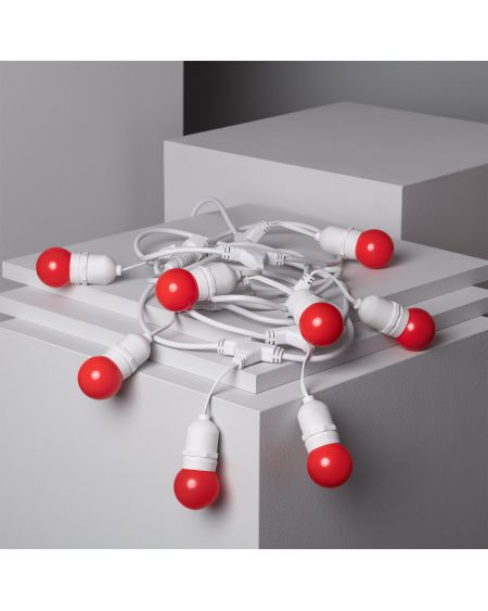 Kit Guirlande Waterproof 5.5m Blanche + 8 Ampoules LED E27 G45 3W de Couleurs