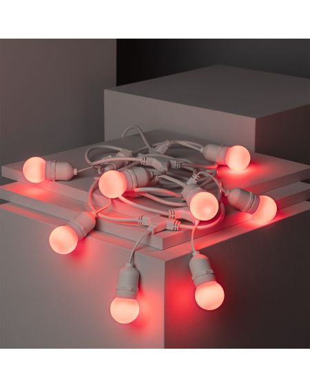 Kit Guirlande Waterproof 5.5m Blanche + 8 Ampoules LED E27 G45 3W de Couleurs