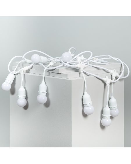 Kit Guirlande Waterproof 5.5m Blanche + 8 Ampoules LED E27 G45 3W de Couleurs