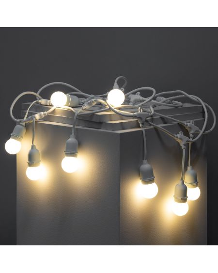 Kit Guirlande Waterproof 5.5m Blanche + 8 Ampoules LED E27 G45 3W de Couleurs