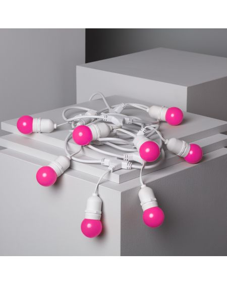 Kit Guirlande Waterproof 5.5m Blanche + 8 Ampoules LED E27 G45 3W de Couleurs