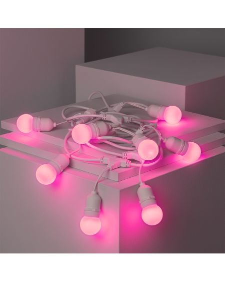 Kit Guirlande Waterproof 5.5m Blanche + 8 Ampoules LED E27 G45 3W de Couleurs