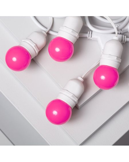 Kit Guirlande Waterproof 5.5m Blanche + 8 Ampoules LED E27 G45 3W de Couleurs