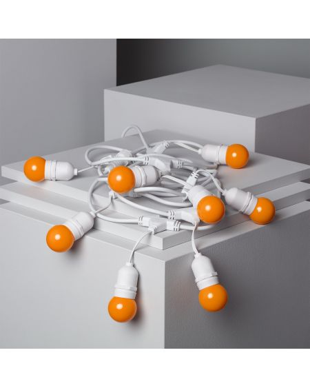Kit Guirlande Waterproof 5.5m Blanche + 8 Ampoules LED E27 G45 3W de Couleurs
