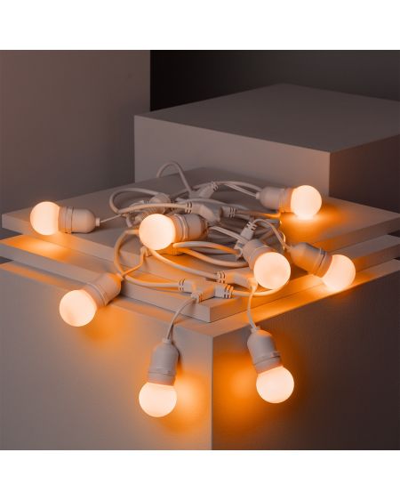 Kit Guirlande Waterproof 5.5m Blanche + 8 Ampoules LED E27 G45 3W de Couleurs