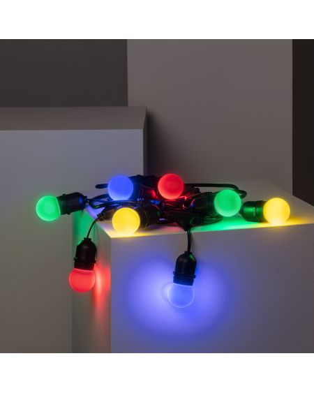 Kit Guirlande Waterproof 5.5m Noire + 8 Ampoules LED E27 G45 3W de Couleurs