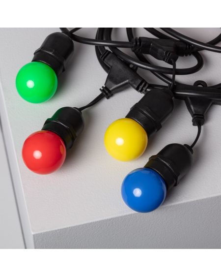 Kit Guirlande Waterproof 5.5m Noire + 8 Ampoules LED E27 G45 3W de Couleurs