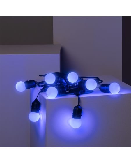 Kit Guirlande Waterproof 5.5m Noire + 8 Ampoules LED E27 G45 3W de Couleurs