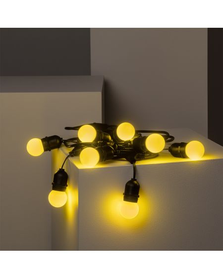 Kit Guirlande Waterproof 5.5m Noire + 8 Ampoules LED E27 G45 3W de Couleurs