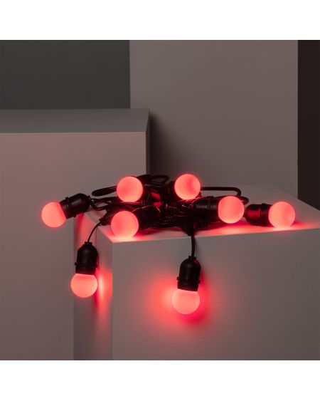 Kit Guirlande Waterproof 5.5m Noire + 8 Ampoules LED E27 G45 3W de Couleurs