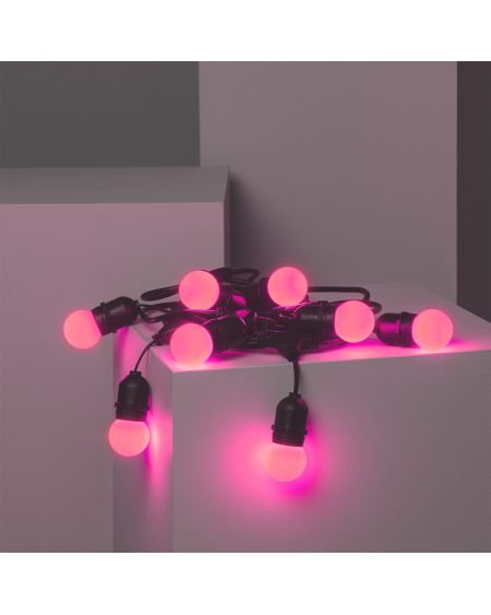 Kit Guirlande Waterproof 5.5m Noire + 8 Ampoules LED E27 G45 3W de Couleurs