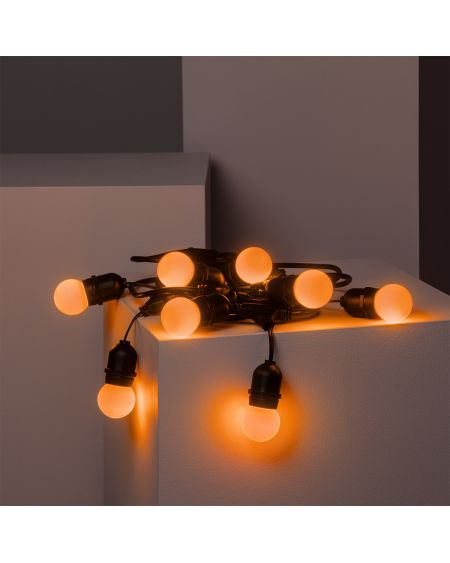 Kit Guirlande Waterproof 5.5m Noire + 8 Ampoules LED E27 G45 3W de Couleurs