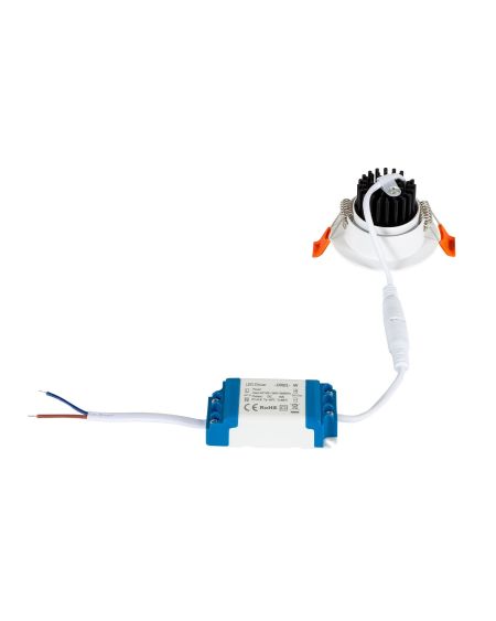 Spot Downlight LED COB Dimmable Orientable Rond Blanc 12W Coupe Ø 90mm