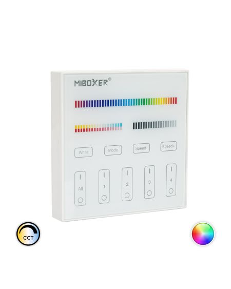 Télécommande Murale RF pour Variateur LED RGB + CCT 4 Zones MiBoxer B4