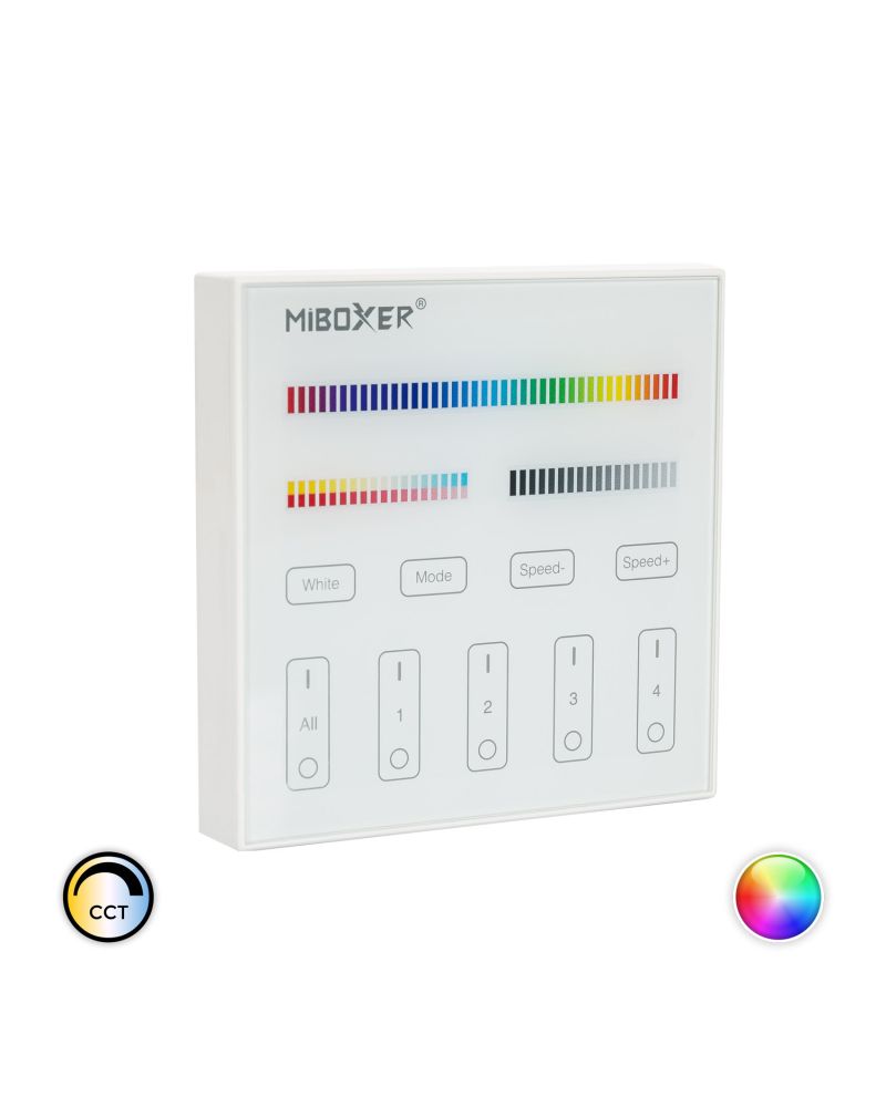 Télécommande Murale RF pour Variateur LED RGB + CCT 4 Zones MiBoxer B4 Télécommande Murale RF pour Variateur LED RGB + CCT 4 Zones MiBoxer B4